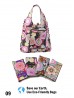 Abstract Flower Themed Reusable Foldable Shopping Bags W/ Zipper(12 pcs)